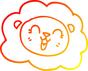 warm gradient line drawing cartoon happy lion