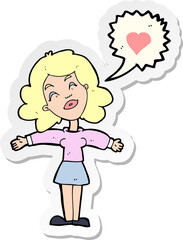 sticker of a cartoon woman in love