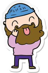 sticker of a man with beard sticking out tongue