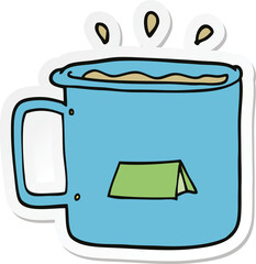 sticker of a cartoon camping mug