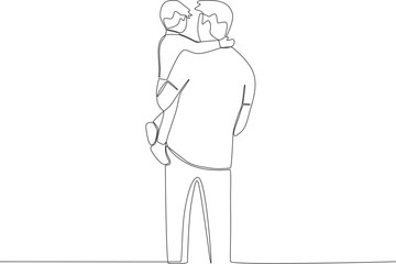 A man holding his child. Father's Day one-line drawing