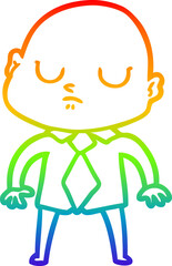 rainbow gradient line drawing cartoon bald man