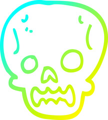 Fototapeta premium cold gradient line drawing cartoon halloween skull