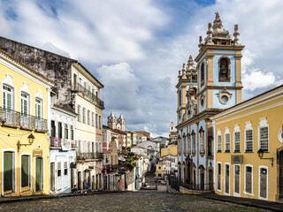 Fototapeta na wymiar The Church of Our Lady of the Rosary of the Blacks in Pelourinho Salvador da Bahia, Brazil.