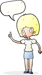 cartoon woman with idea with speech bubble