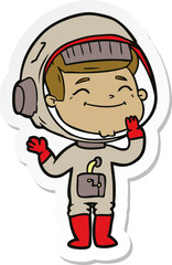 Obraz premium sticker of a happy cartoon astronaut