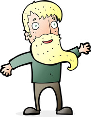 cartoon man with beard waving