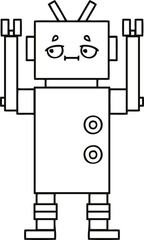 line drawing cartoon robot