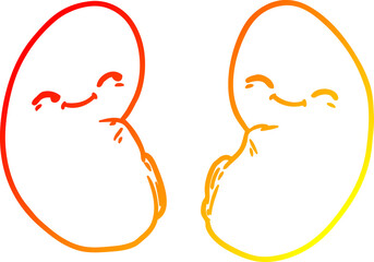 warm gradient line drawing cartoon kidneys