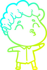 cold gradient line drawing cartoon man pouting