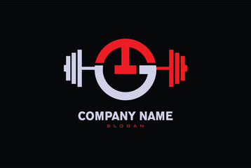initial TG fitness gym logo design template - vector