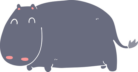 flat color style cartoon hippo