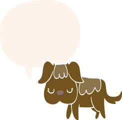 cartoon dog and speech bubble in retro style