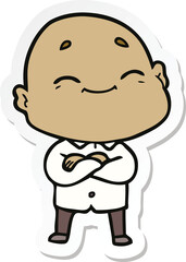 Obraz premium sticker of a cartoon happy bald man