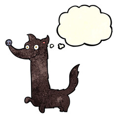 cartoon happy dog with thought bubble