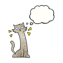 thought bubble textured cartoon cat