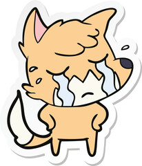 sticker of a crying fox cartoon