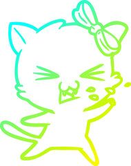 cold gradient line drawing cartoon cat