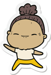 Obraz premium sticker of a cartoon peaceful old woman