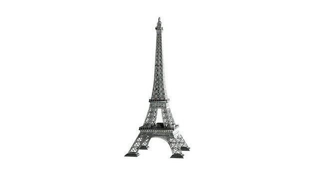 Looped seamless camera flyover over the eiffel tower. 4K looping animation. UHD 3840x2160