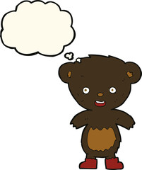 cartoon black bear cub with thought bubble