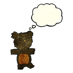 cartoon cute black bear cub with thought bubble