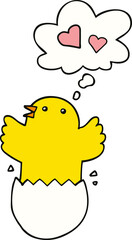 cute hatching chick cartoon and thought bubble