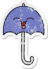 distressed sticker of a cute cartoon umbrella
