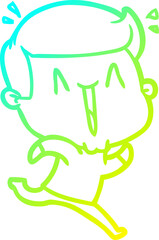 cold gradient line drawing cartoon excited man
