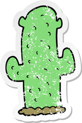 distressed sticker of a cartoon cactus