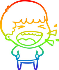 rainbow gradient line drawing cartoon laughing man