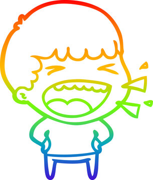 recommend clip art: rainbow gradient line drawing cartoon laughing man
