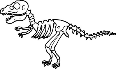 black and white cartoon dinosaur bones © lineartestpilot