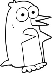 black and white cartoon penguin