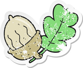 retro distressed sticker of a cartoon acorn