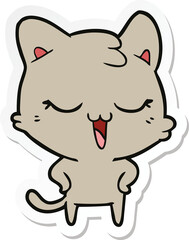 sticker of a happy cartoon cat