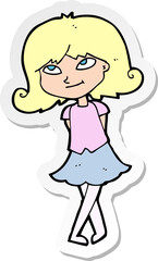 sticker of a cartoon clever girl