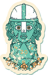 half orc fighter character with natural twenty dice roll illustration