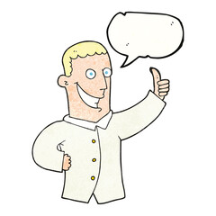 speech bubble textured cartoon man giving approval