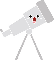 flat color retro cartoon telescope