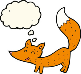 cartoon little fox with thought bubble