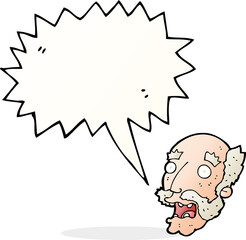 cartoon shocked old man with speech bubble