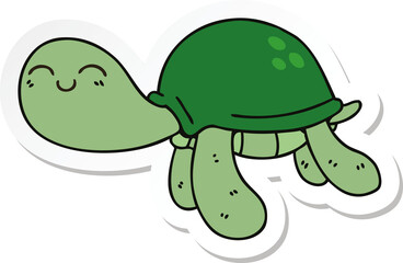 sticker of a quirky hand drawn cartoon turtle