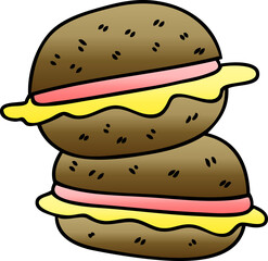quirky gradient shaded cartoon sandwich
