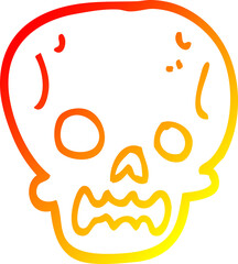 warm gradient line drawing cartoon halloween skull