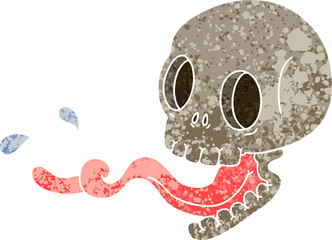 quirky retro illustration style cartoon skull with tongue