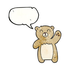 speech bubble textured cartoon teddy bear