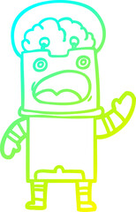 cold gradient line drawing cartoon robot
