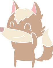 friendly flat color style cartoon wolf