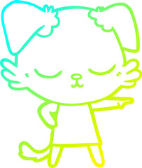 cold gradient line drawing cute cartoon dog